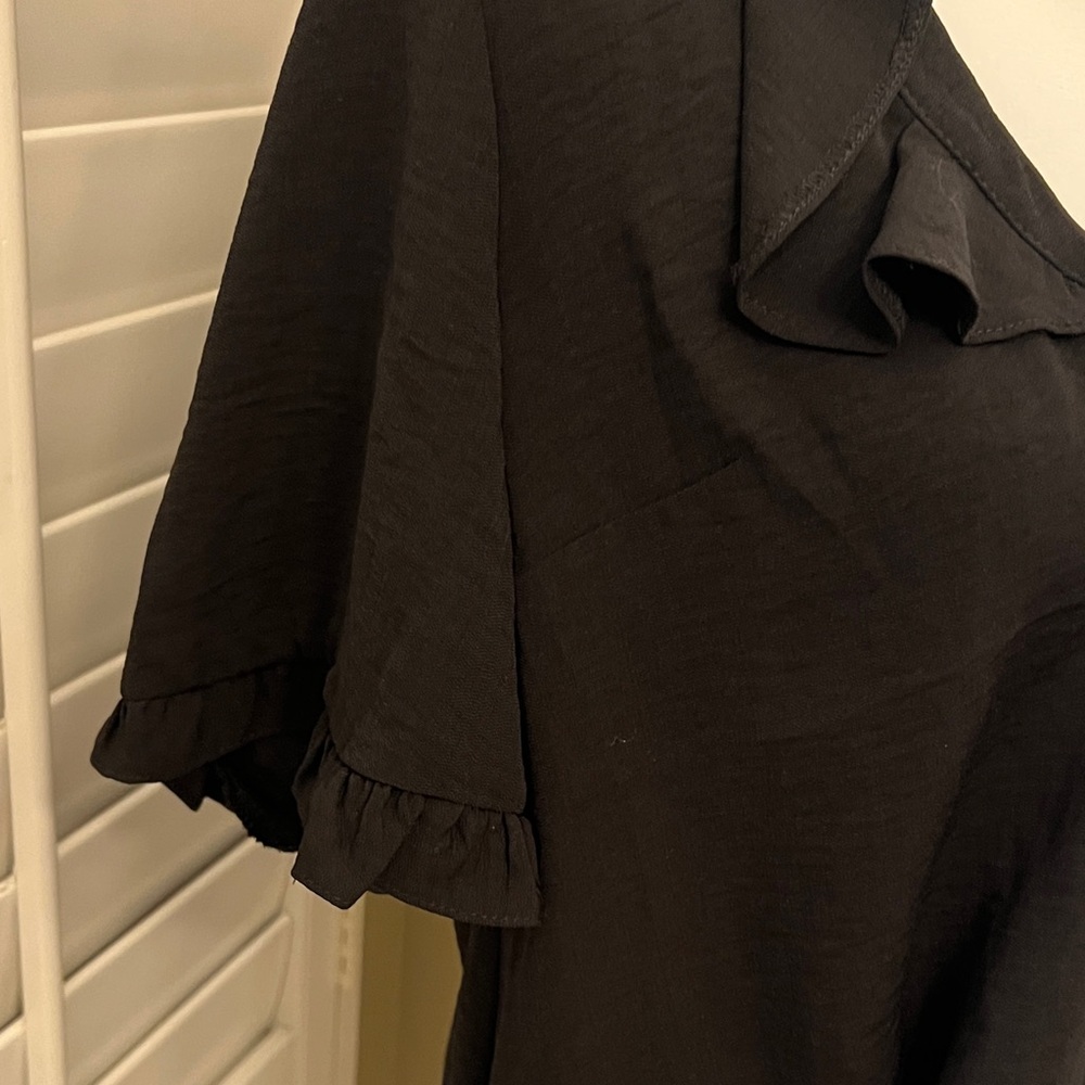Topshop Black Ruffle Tie-Front Blouse - Picture 4 of 7